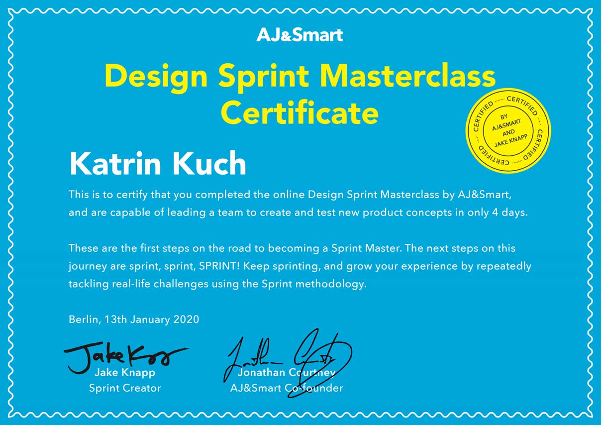 Design Sprint Zertifikat Katrin Kuch